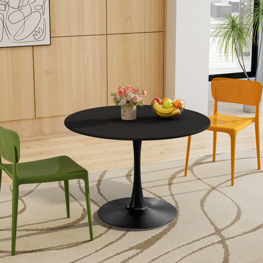 Round Dining Table with MDF Table Top and Metal Base