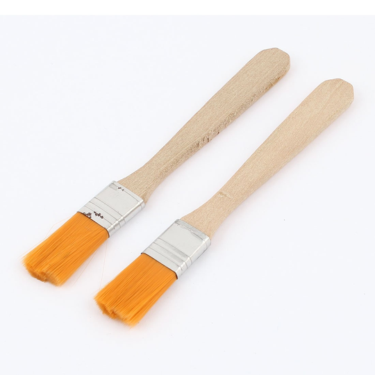 2Pcs Bakeware Bread Cook Pastry Oil Cream BBQ Tool Basting Brush - Orange,Wood Color