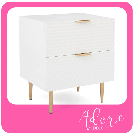 Adore Decor Jolie Modern Living Room Side Table, 2 Drawer Storage