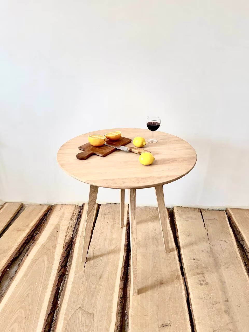 Round Solid Wood White Oak Dining Table Reclaimed Room Large Mid Century Modern Rustic Scandinavian Circule
