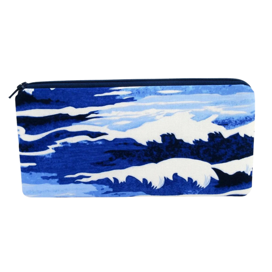 Wave Zippered Pencil Pouch, Blue Ocean Bag