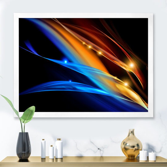 Designart 'Colorful Fractal Fire And Water Fusion IV' Modern Floral Framed Wall Art