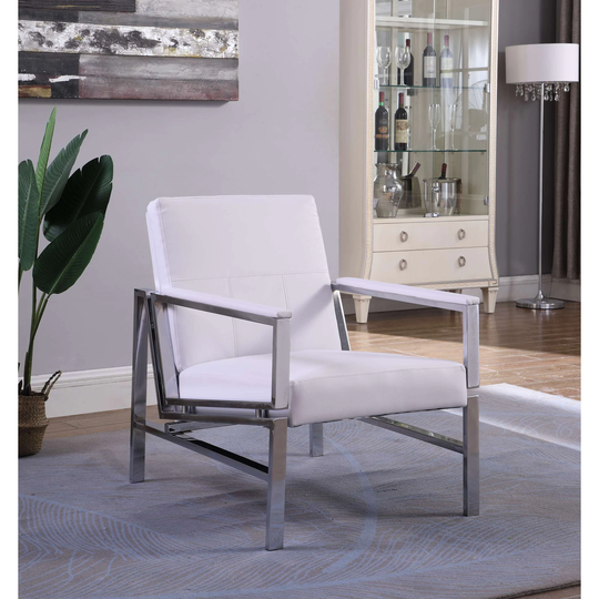 Best Master Furniture Faux Leather Stainless Steel Accent Chair