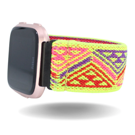 Elastic Fitbit Versa Watch Band - 1, 2, Lite Custom Fit Yellow Gold Pink Red Purple Boho Chic Summer Fun Travel Vlog Gift