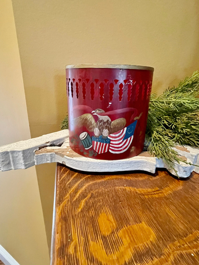 Letter Holder - Vintage Americana Tole Painted Organizer Eagle Decor Office Storage Hand 1960's