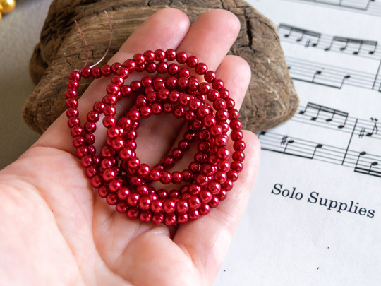 4mm Glass Pearl Beads in Burgundy Color, High Quality With Smooth Finish & Lovely Weight, Small Faux Pearl, Diy Jewelry Making Supply Bulk