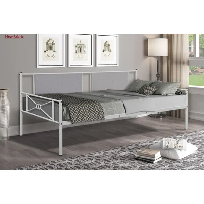 Twin Daybed Metal Daybed Frame With Headboard, Footboard And Upholstered Sideboard