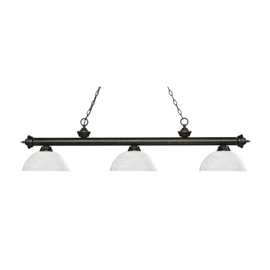 Avery Home Lighting Riviera Matte Black 3-light Island/Billiard Dome White Linen -finished Light - Matte Black