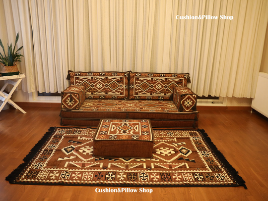 Sofa, 8'' Thickness Majlis Sofa Set, 20 cm Foam Bed, Bohem Fabric Couch, Custom Order Turkish Livingroom Cushions