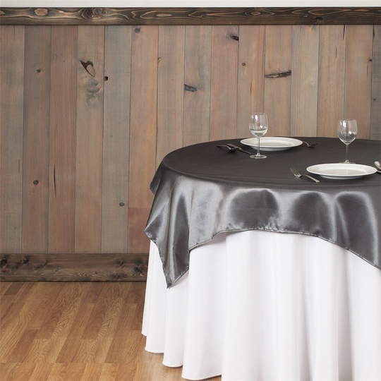 Grey Satin Table Overlay 58''x58''