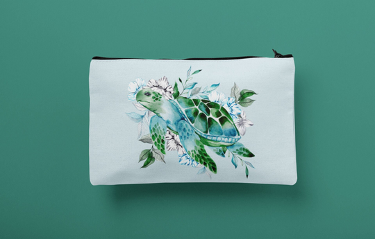 Whale & Flowers Pouch, Whale Accessories, Zippered Case Makeup Bag, Pencil Case, Cosmetics Bag Wb72/73