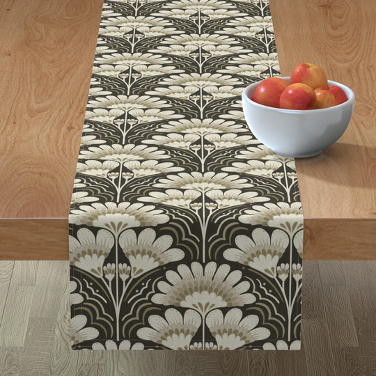 Modern Art Deco Table Runner - Fanfare By Misentangledvision Vintage Inspired Victorian Style Cotton Sateen Spoonflower