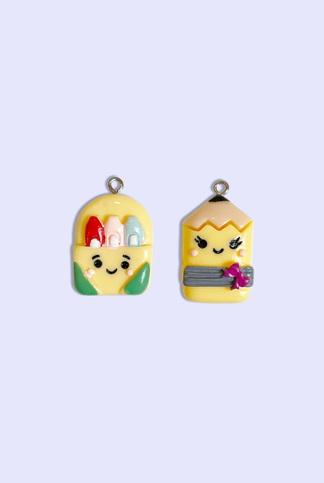 2Pc Or 10Pc Crayon & Pencil Charm-Math Charm -Charms For Kids -Nerd -Back To School -Notebook Charm - Science Gift -Computer
