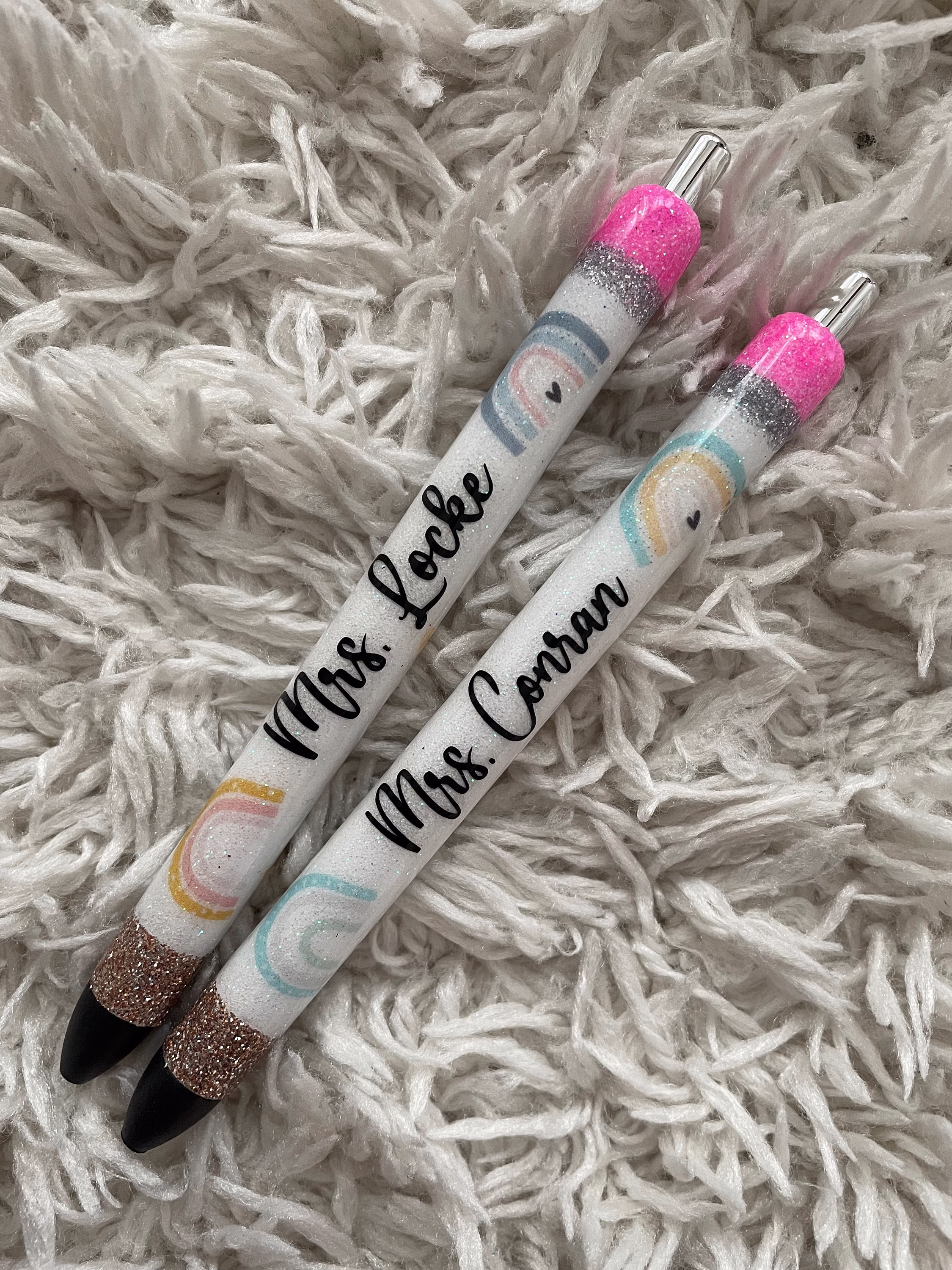Boho Teacher Pen| Pencil Rainbow Epoxy Glitter