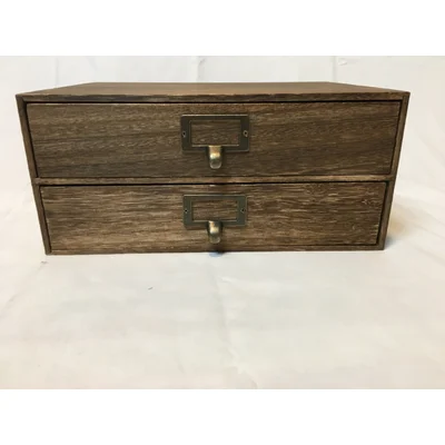 Serafina Office Desk Organizer Wooden 2 Drawer Paper Holder Monitor Stand