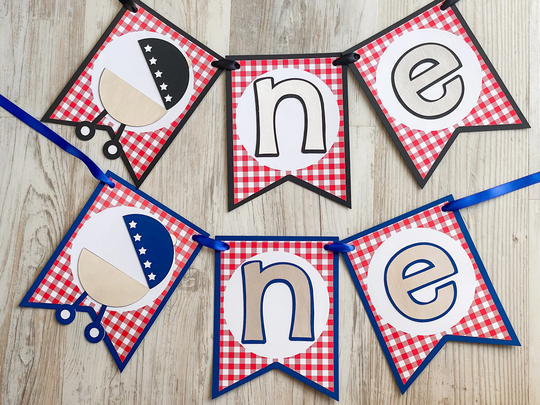 Barbeque One Banner, Bbq High Chair Grilling First Birthday Party Decorations, Red Gingham Cook-Out 1st Decor