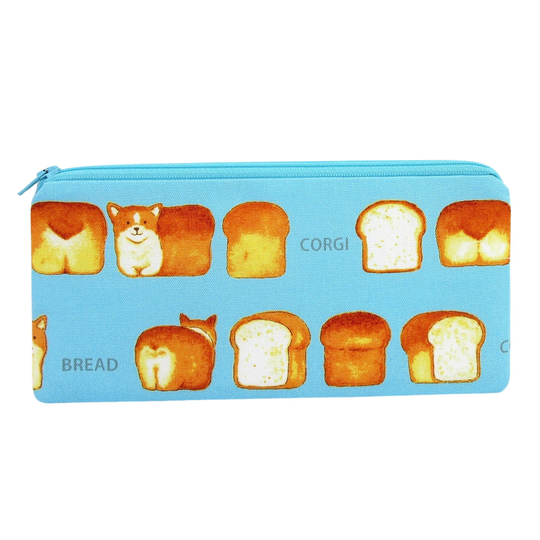 Corgi Pencil Pouch, Bread Dogs Zipper Bag