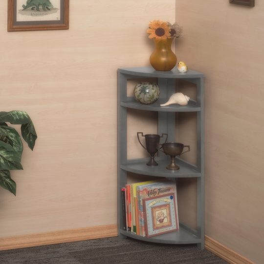 Flip Flop 34" High Corner Folding Bookcase- Grey