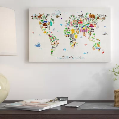'Animal Map of the World II' Graphic Art Print