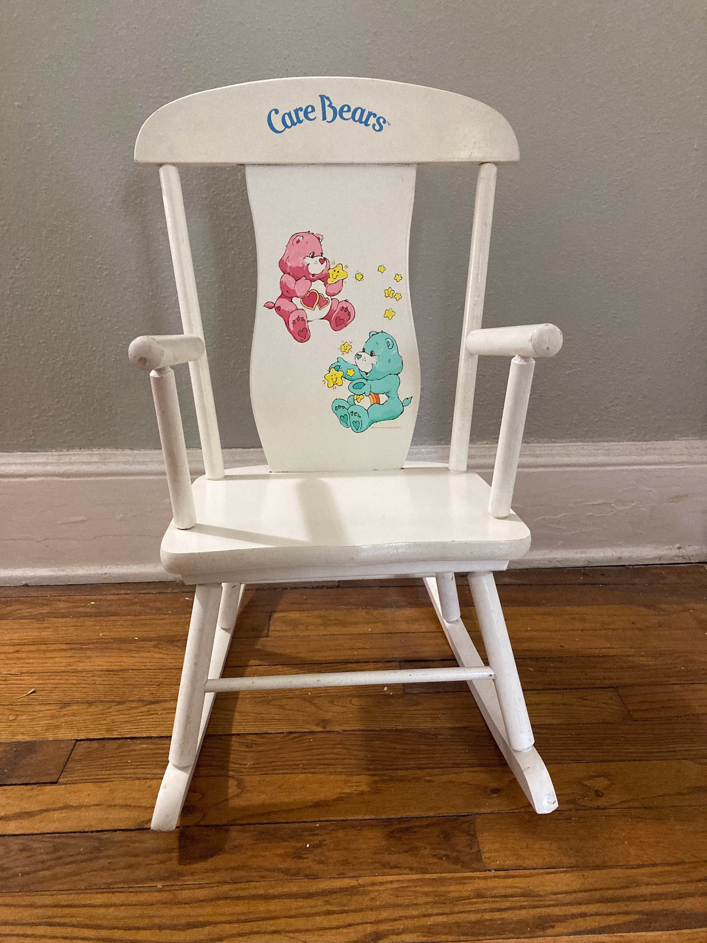 Vintage Care Bears Rocking Chair, Childs Hedstrom 1984, Wooden Chair