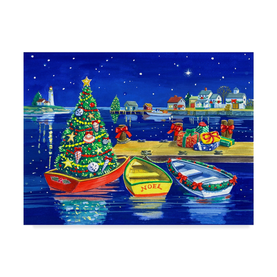 Geraldine Aikman 'Christmas Dock' Canvas Art - Multi-color