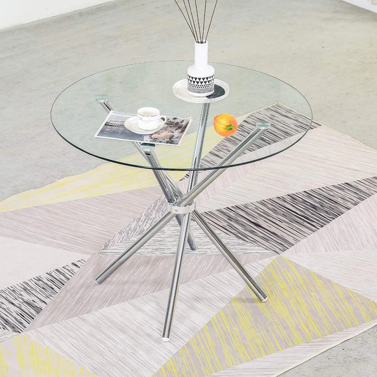 35.5 inch Tempered Glass Round Dining Table