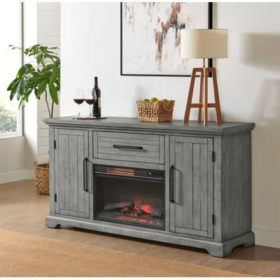 Witmer 65" Wide Solid Wood Sideboard with Electric Fireplace