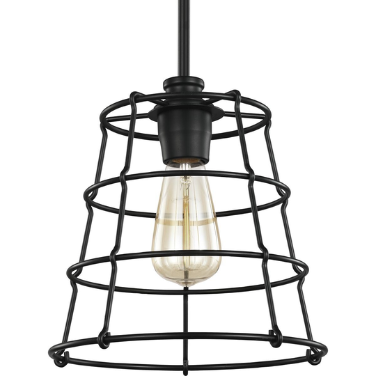 Chambers Collection One-Light Matte Black Farmhouse Pendant Light - 12.675" x 12.090" x 12.090"