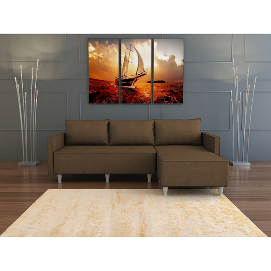 Contemporary Metal-framed Upholstered Contemporary Sectional Sofa