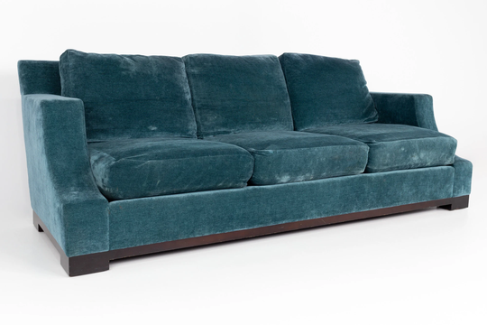 Baker Furniture Contemporary Down Filled Blue Sofa