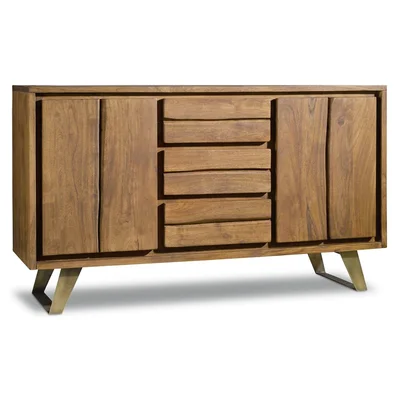 54 Inch Rustic Live Edge 3 Drawer 2 Doors Sideboard Cabinet Modern Alaska