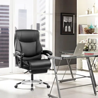 Reclining Office Chair - Breathable High Back Bonded Leather Executive Computer Desk Chair