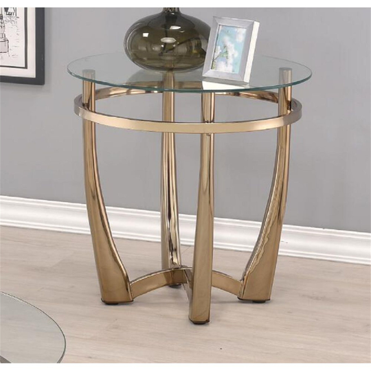 Coffee Table End Table Living Room Table in Champagne & Clear Glass
