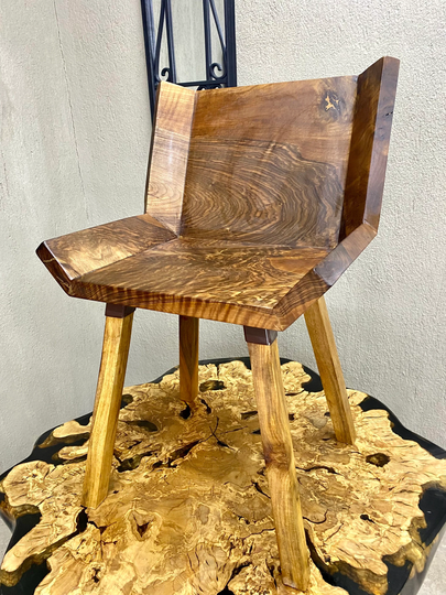 Dining Table Chair, Walnut Wood Custom Height Chair