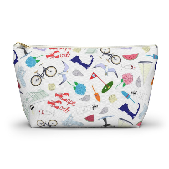 Cape Cod Accessory Pouch W T-Bottom, Makeup Bag, Gift For Teacher, Hostess Gift, Birthday Her, Bridesmaid, Pencil Case, Cosmetics Pouch