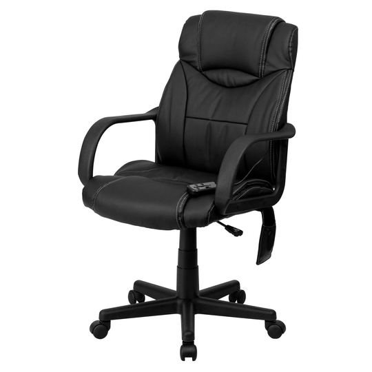 Delacora 25" Wide Leather Blend Executive Ergonomic Swivel Chair with - Black