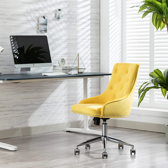 Office Desk Chair Modern Button Tufted Mid-Back Home Office Chair with Nailhead Trim