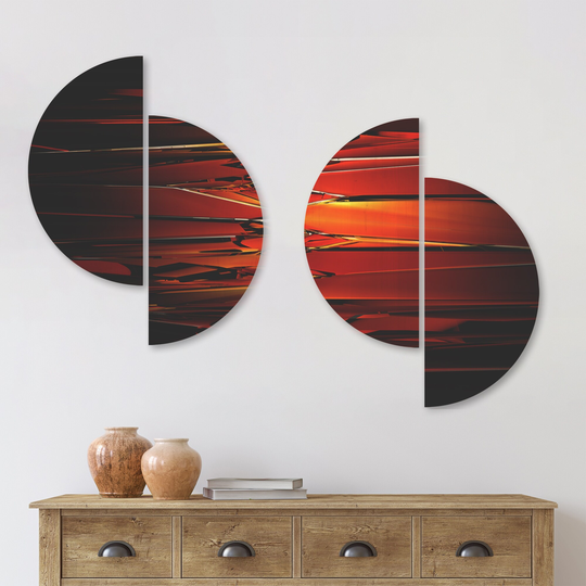 Designart 'Colorful Abstract Glass Design' Abstract Wood Wall Art Set of 4 Half Circles - Multi-Color