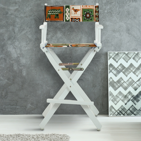 30" Director's Chair White Frame-Congo BongoNatural - 23"W x 19"D x 45.5"H