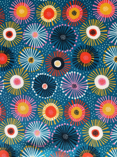 Gum Flower Blooming Abstract Blue Floral Quilting Cotton Fabric By 1/4 Yard Or 1/2 Fat Quarter, Australian Native