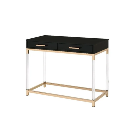 38""L Adiel Sideboard Cabinet Side End Table Sofa Table Console Table with 2 Storage Drawers, Black & Gold Finish