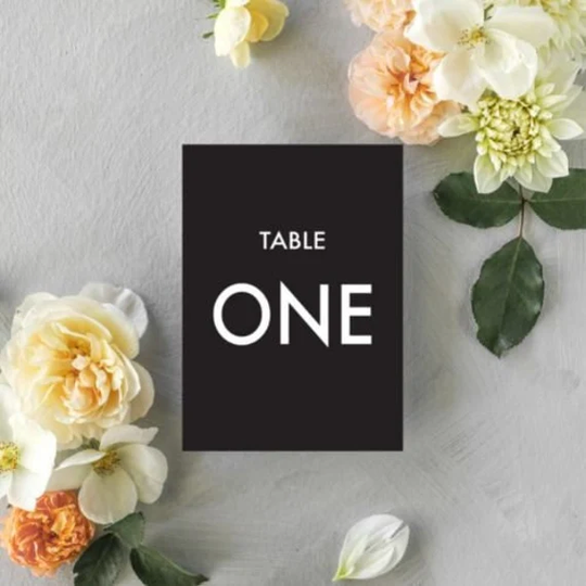 Black & White Wedding Table Numbers, Printed Special Occasion, Fundraiser Black Numbers