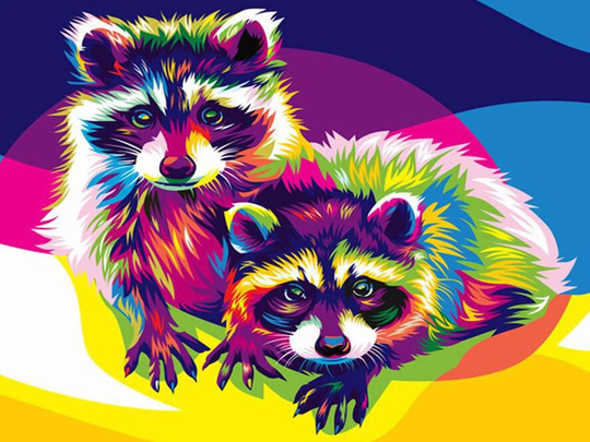 5D Diy Full Drill Square Round Diamond Painting Kit, Color Animal Cute Raccoon Cross Stitch, Diamond Embroidery Wall Home Decor New