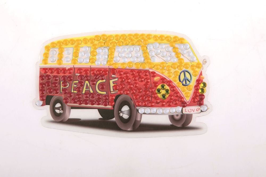Peace Camper Van, 9x9cm Crystal Art Motif