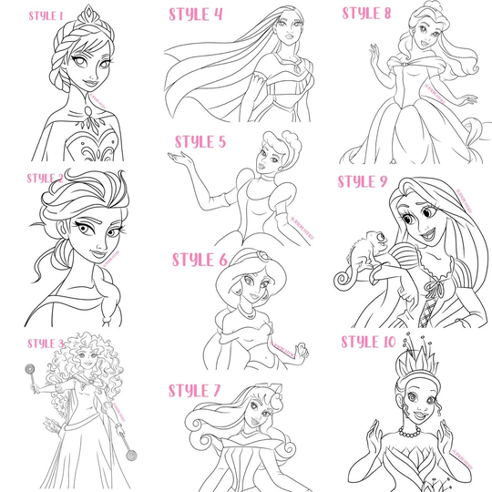 Girls Party Theme Wholesale Bulk Canvas Outline/ Pre Drawn /Kids/Diy Canvas/ Birthday Paint Art Party/ Pony/ Mermaid/ Princess