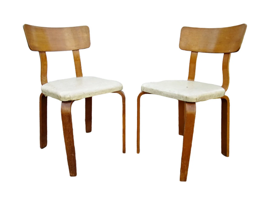 Vintage Thonet Bentwood Chair A Pair, Mid Century Chair, Plywood Pair Of Chairs