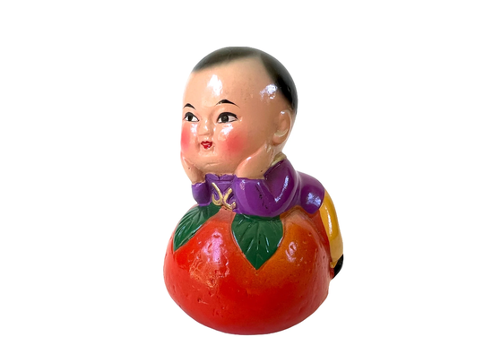 Vintage Baby Pencil Sharpener~ On An Orange~ Never Used~ Kitsch Office Decor