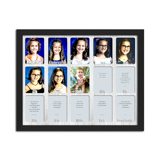School Years Picture Frame - Personalized With Any Name 10 Color Choices 3/4 Black Preschool To Graduation 11x14