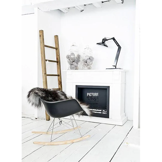 Black Modern Plastic Rocker Rocking Chairs Lounge Nursery with Arm Wood Wire Leg