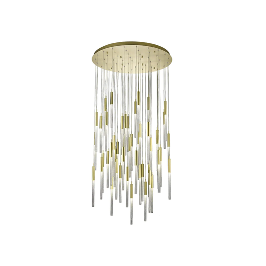 Avenue Lighting Main St. Collection Brushed brass aluminum and rock-studded glass 51 light pendant fixture. - 37